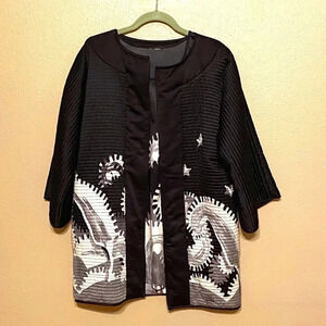 VERY VOLLBRACHT REVERSIBLE WEARABLE ART KIMONO OPEN JACKET  W/Matching Shirt M/L